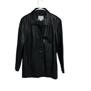 Worthington Sleek Classic Black Lambskin Leather Jacket, XL